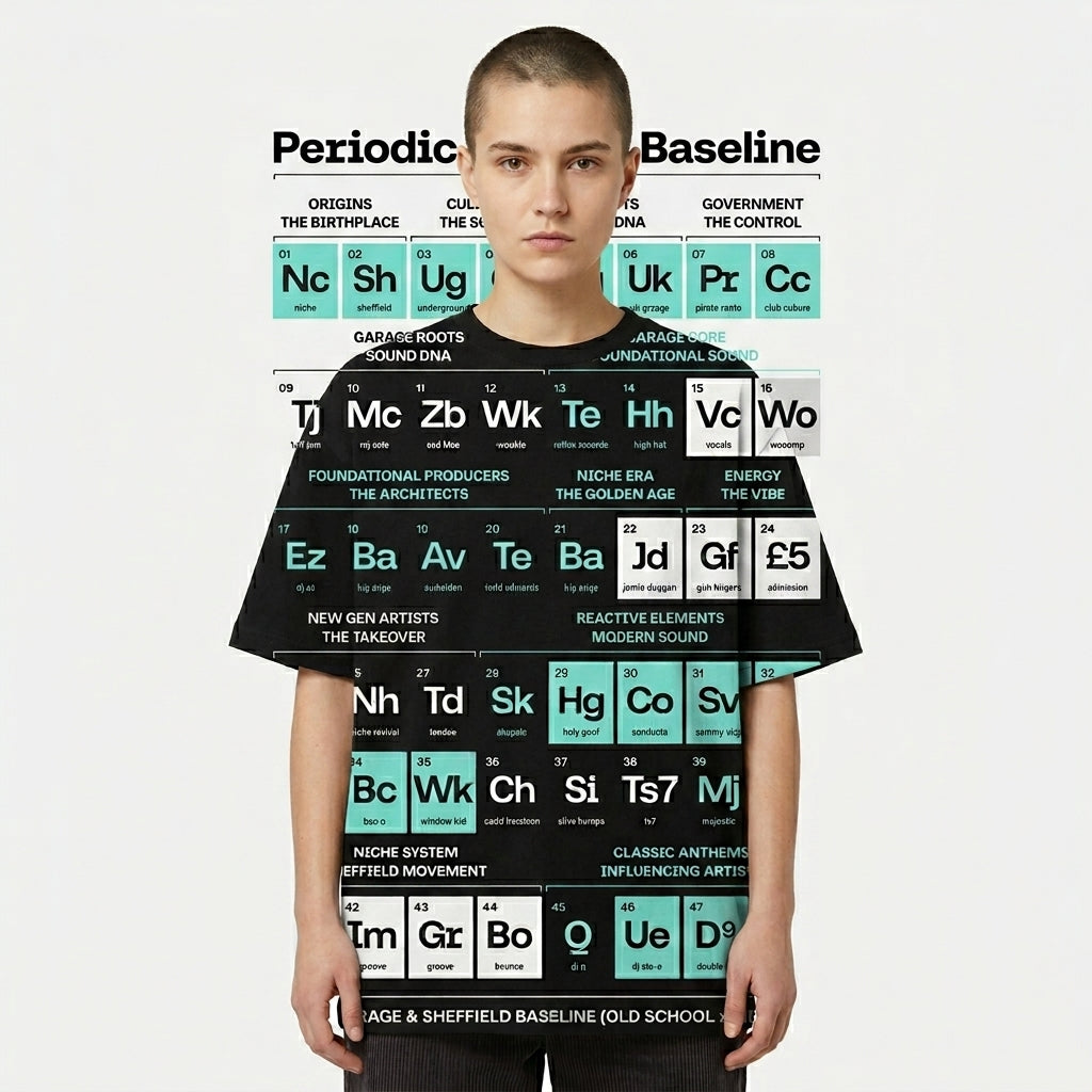 PERIODIC BASSLINE 基準の体系 (UNISEX) OVERSIZED TEE