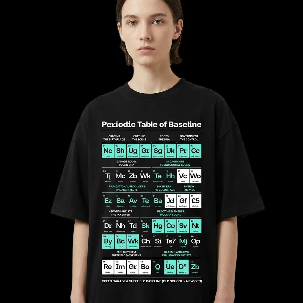 PERIODIC BASSLINE 基準の体系 (UNISEX) OVERSIZED TEE